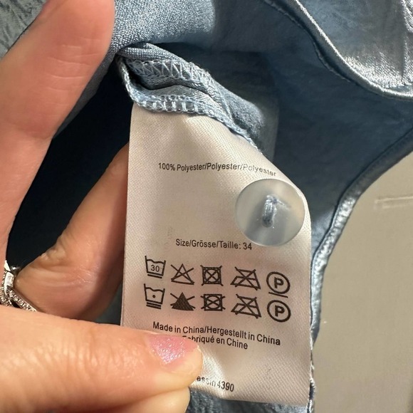 🔴BAUM UND PFERDGARTEN Marcy‎ Cutout Satin Blouse In Blue Fog - Picture 6 of 10